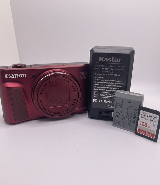 Canon PowerShot SX720 HS 20.3MP Compact Digital Camera Red 40x Optical Zoom MINT